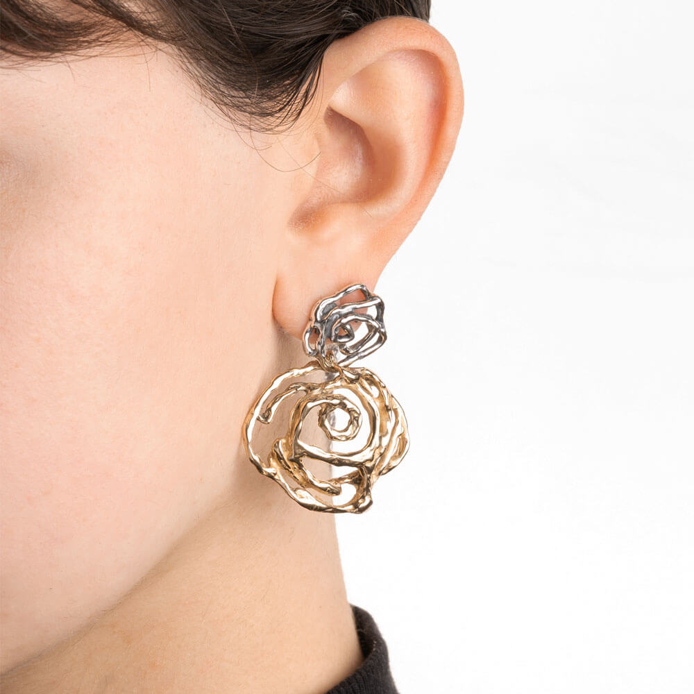 mandile-gioielli_ORA103_pendant-earrings-rose-in-925-silver-and-bronze_model